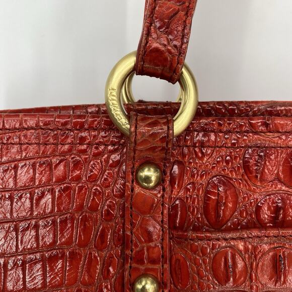 Brahmin Red Croc Embossed Shoulder Bag Purse - Picture 8 of 15